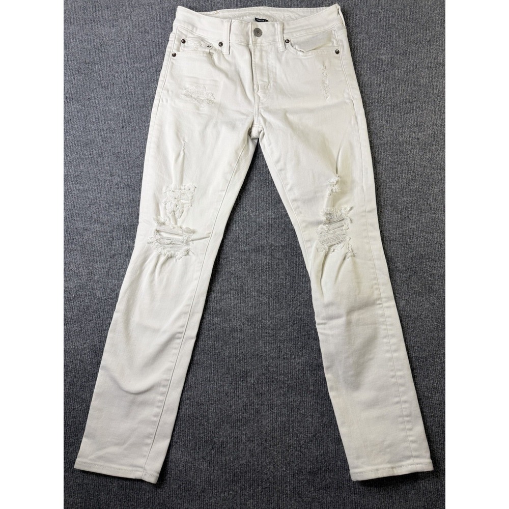 American Eagle White Distressed Skinny Jeans Women's‎ 30x30 Stretch Denim